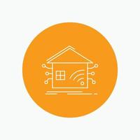 Automation. home. house. smart. network White Line Icon in Circle background. vector icon illustration