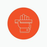 Education. hand. learn. learning. ruler White Line Icon in Circle background. vector icon illustration