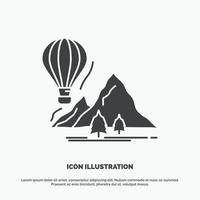 explore. travel. mountains. camping. balloons Icon. glyph vector gray symbol for UI and UX. website or mobile application