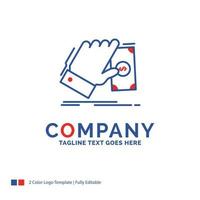 Company Name Logo Design For business. hand. money. earn. dollar. Blue and red Brand Name Design with place for Tagline. Abstract Creative Logo template for Small and Large Business. vector