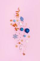 Abstract christmas minimalistic composition on color background. christmas creative minimal background photo
