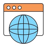 A flat design icon of web browser vector