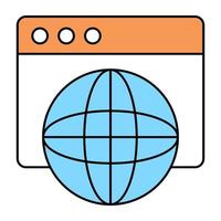 un icono de diseño plano del navegador web vector