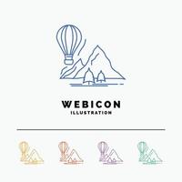 explore. travel. mountains. camping. balloons 5 Color Line Web Icon Template isolated on white. Vector illustration