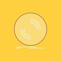 Disc. dj. phonograph. record. vinyl Flat Line Filled Icon. Beautiful Logo button over yellow background for UI and UX. website or mobile application vector