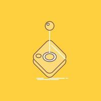 Arcade. game. gaming. joystick. stick Flat Line Filled Icon. Beautiful Logo button over yellow background for UI and UX. website or mobile application