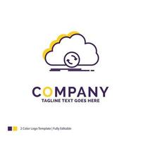 Company Name Logo Design For cloud. syncing. sync. data. synchronization. Purple and yellow Brand Name Design with place for Tagline. Creative Logo template for Small and Large Business. vector