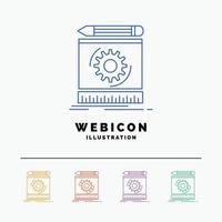 Draft. engineering. process. prototype. prototyping 5 Color Line Web Icon Template isolated on white. Vector illustration