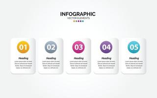 plantilla de infografía horizontal de negocios números 5 opciones o pasos vector