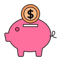 Trendy design icon of piggy bank vector