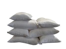 White hemp sack Packing chemical fertilizer, sugar, flour, rice waiting for delivery on the  White Background photo