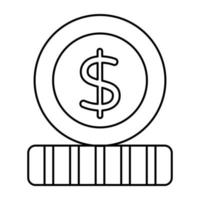 icono de descarga premium de monedas de dólar vector