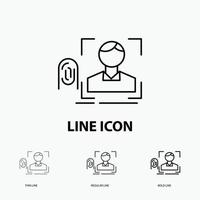 finger. fingerprint. recognition. scan. scanning Icon in Thin. Regular and Bold Line Style. Vector illustration