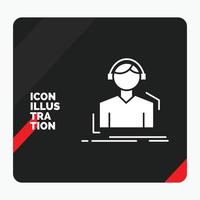 Red and Black Creative presentation Background for Engineer. headphones. listen. meloman. music Glyph Icon vector