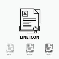 Contract. badge. Business. agreement. certificate Icon in Thin. Regular and Bold Line Style. Vector illustration