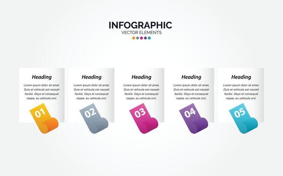 Horizontal Infographic design template with 5 options or steps. vector