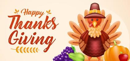 Happy Thanksgiving, turkey with fruits. Suitable for events vector
