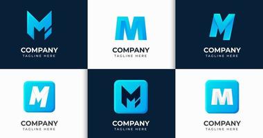 gran conjunto de diseño de logotipo de letra m elegante. elemento de diseño vectorial, con variedad monograma m elemento de logotipo, rótulo comercial, logotipos, identidad, vector