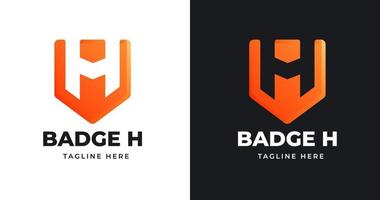 Letter H logo design template with shieldshape style vector