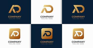 gran conjunto de elegantes diseños de logotipos de letras a y d. elemento de diseño vectorial, con variedad monograma da elemento de logotipo, rótulo comercial, logotipos, identidad, vector