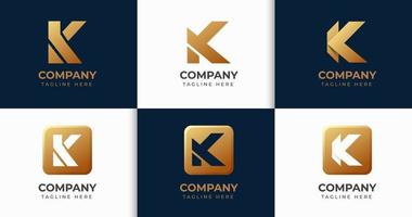 gran conjunto de diseño de logotipo de letra k elegante. elemento de diseño vectorial, con variedad monograma k elemento de logotipo, rótulo comercial, logotipos, identidad, vector