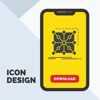 Data. framework. App. cluster. complex Glyph Icon in Mobile for Download Page. Yellow Background vector