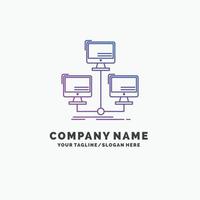 database. distributed. connection. network. computer Purple Business Logo Template. Place for Tagline vector
