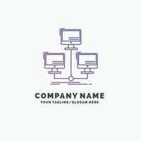 database. distributed. connection. network. computer Purple Business Logo Template. Place for Tagline vector