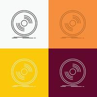 Disc. dj. phonograph. record. vinyl Icon Over Various Background. Line style design. designed for web and app. Eps 10 vector illustration