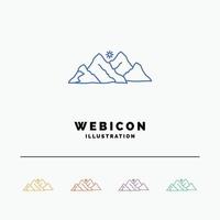 mountain. landscape. hill. nature. scene 5 Color Line Web Icon Template isolated on white. Vector illustration