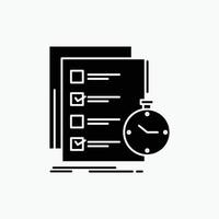 todo. task. list. check. time Glyph Icon. Vector isolated illustration