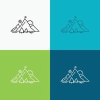 achievement. flag. mission. mountain. success Icon Over Various Background. Line style design. designed for web and app. Eps 10 vector illustration