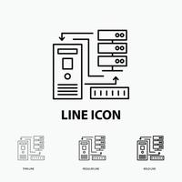 Combination. data. database. electronic. information Icon in Thin. Regular and Bold Line Style. Vector illustration