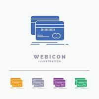 Banking. card. credit. debit. finance 5 Color Glyph Web Icon Template isolated on white. Vector illustration