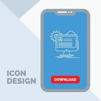 cuenta. perfil. reporte. editar. icono de línea de actualización en el móvil para la página de descarga vector