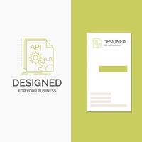 Business Logo for Api. app. coding. developer. software. Vertical Green Business .Visiting Card template. Creative background vector illustration