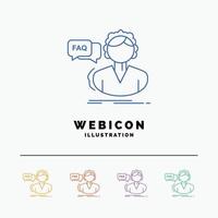 FAQ. Assistance. call. consultation. help 5 Color Line Web Icon Template isolated on white. Vector illustration