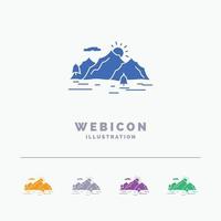 Mountain. hill. landscape. nature. tree 5 Color Glyph Web Icon Template isolated on white. Vector illustration