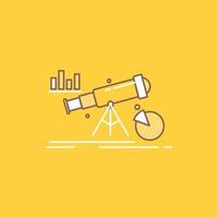 Analytics. finance. forecast. market. prediction Flat Line Filled Icon. Beautiful Logo button over yellow background for UI and UX. website or mobile application vector