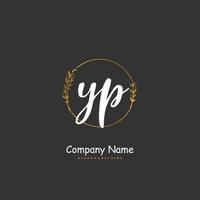 YP Initial handwriting and signature logo design with circle. Beautiful design handwritten logo for fashion, team, wedding, luxury logo. vector