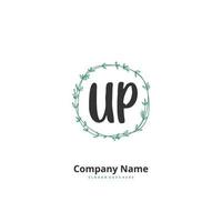 UP Initial handwriting and signature logo design with circle. Beautiful design handwritten logo for fashion, team, wedding, luxury logo. vector