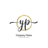 YP Initial handwriting and signature logo design with circle. Beautiful design handwritten logo for fashion, team, wedding, luxury logo. vector