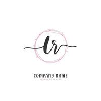 LR Initial handwriting and signature logo design with circle. Beautiful design handwritten logo for fashion, team, wedding, luxury logo. vector