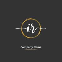 IR Initial handwriting and signature logo design with circle. Beautiful design handwritten logo for fashion, team, wedding, luxury logo. vector
