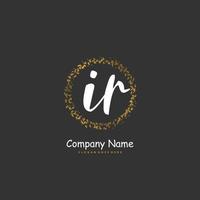 IR Initial handwriting and signature logo design with circle. Beautiful design handwritten logo for fashion, team, wedding, luxury logo. vector