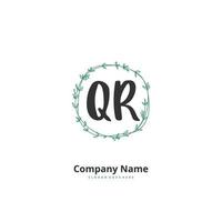 QR Initial handwriting and signature logo design with circle. Beautiful design handwritten logo for fashion, team, wedding, luxury logo. vector