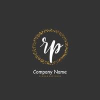 RP Initial handwriting and signature logo design with circle. Beautiful design handwritten logo for fashion, team, wedding, luxury logo. vector