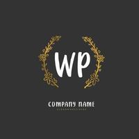 wp escritura a mano inicial y diseño de logotipo de firma con círculo. hermoso diseño de logotipo escrito a mano para moda, equipo, boda, logotipo de lujo. vector