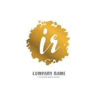 IR Initial handwriting and signature logo design with circle. Beautiful design handwritten logo for fashion, team, wedding, luxury logo. vector