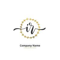 IR Initial handwriting and signature logo design with circle. Beautiful design handwritten logo for fashion, team, wedding, luxury logo. vector